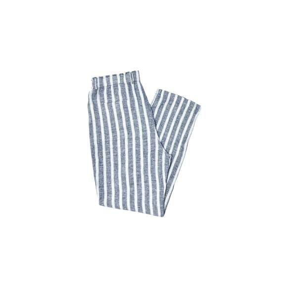 Christian Siriano Linen Wide Leg Blue/White Striped Pants - Picture 6 of 8